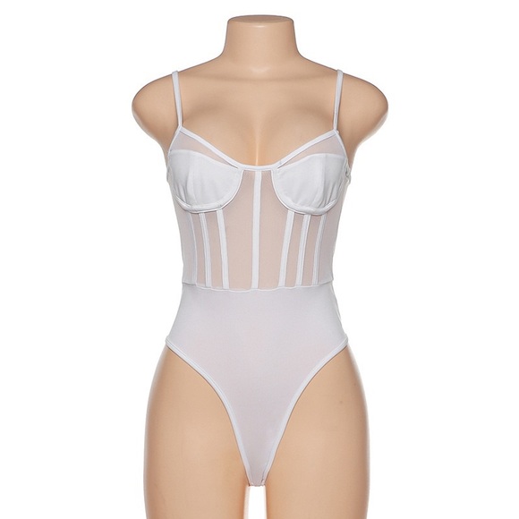 Woman adult sheer crop top- white - Picture 2 of 8